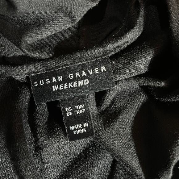 Susan Graver Weekend Cardigan Sweater 3XP Black Dolman Sleeve Open Lagenlook - Picture 6 of 9
